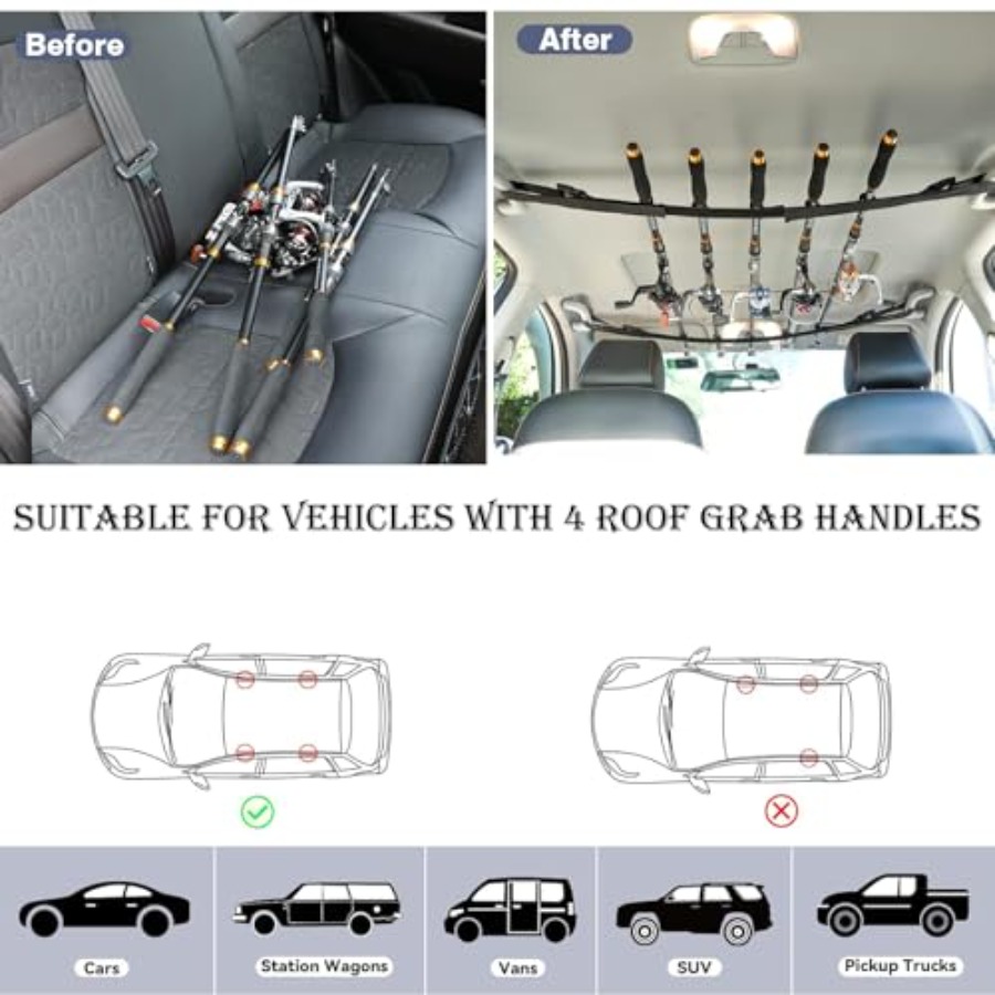 Fishing Pole Holder for Car, C - Fishing Rod Rack review and price