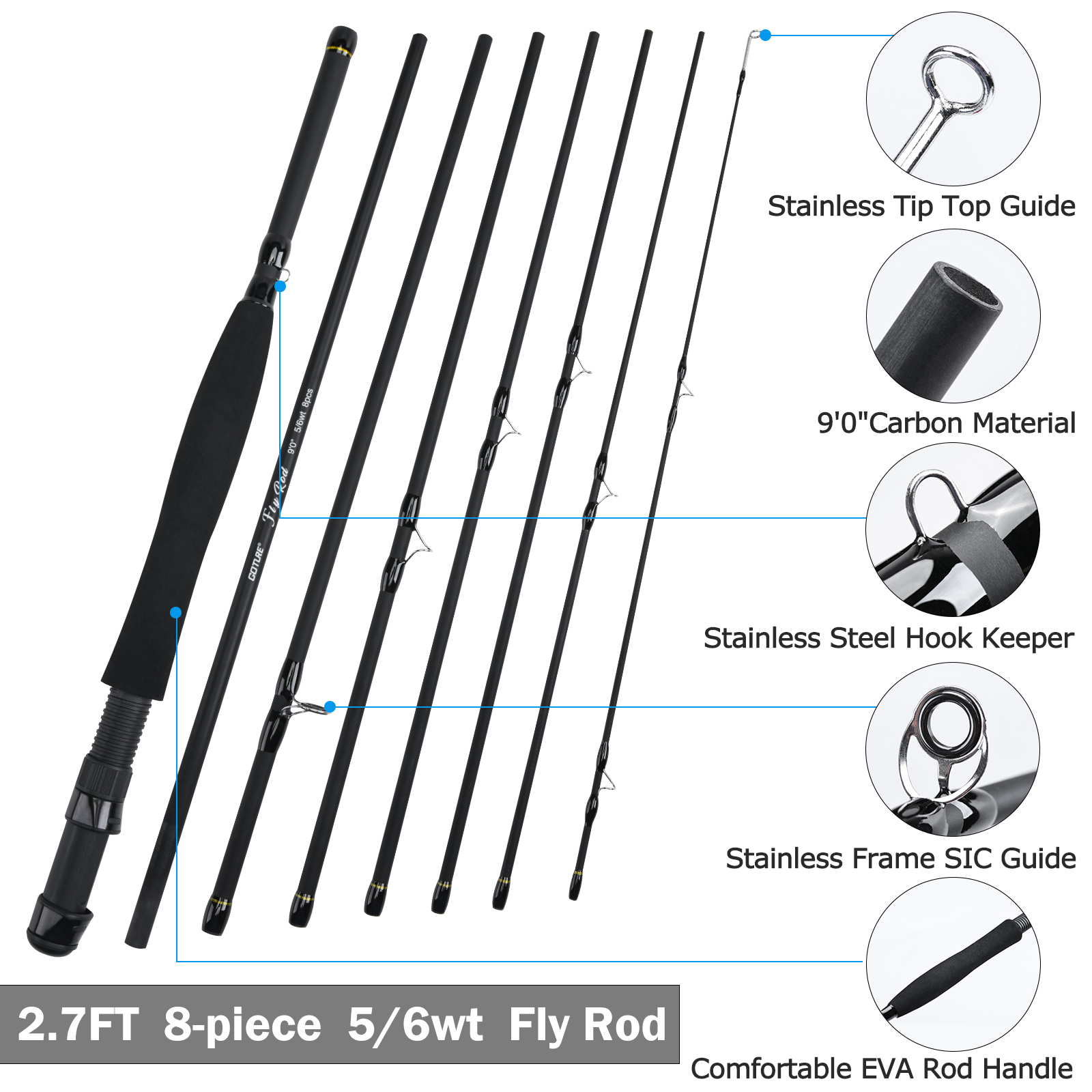 Goture 8Section Travel Fly Fis - Fishing Rod Fly review and price