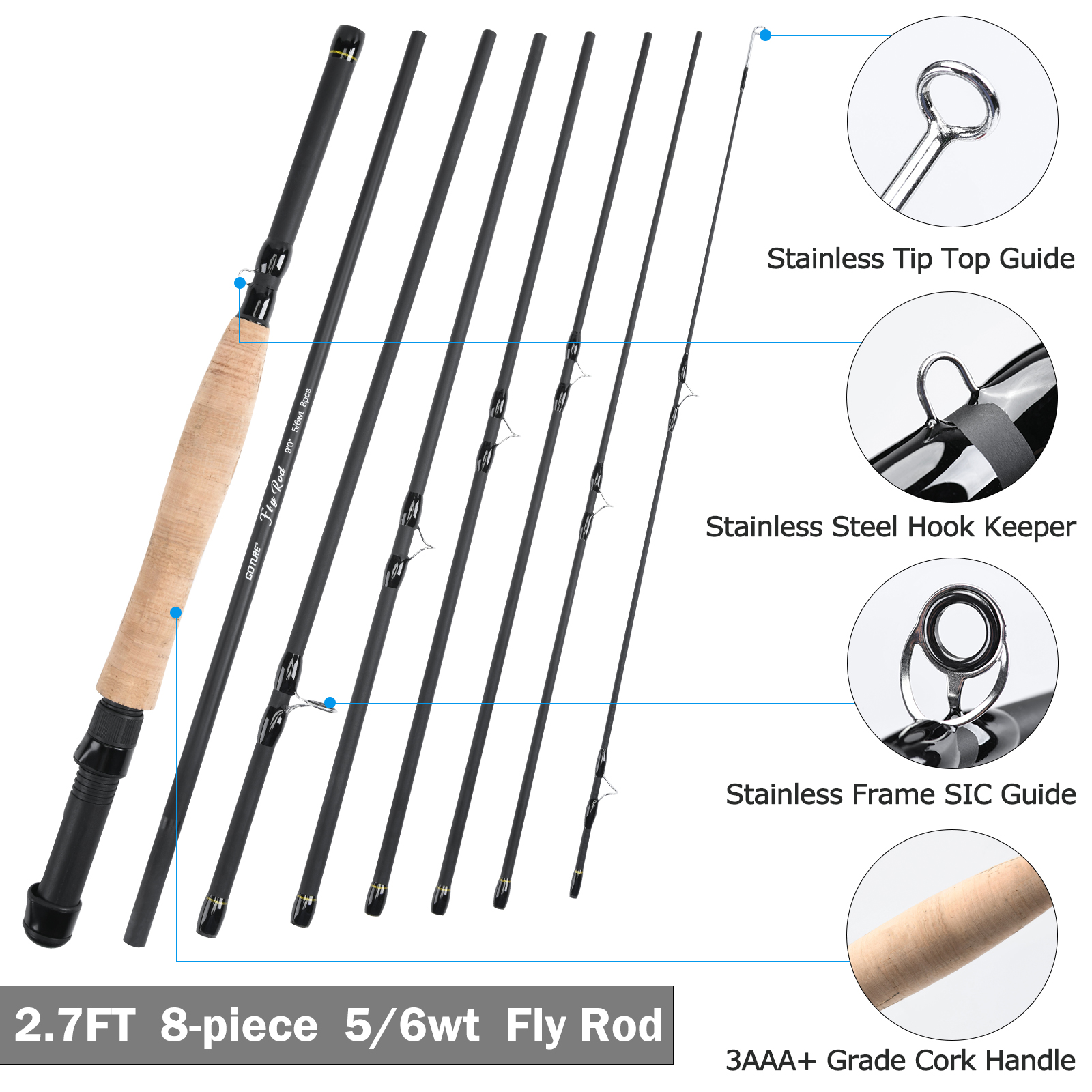 Goture 8Section Travel Fly Fis - Fishing Rod Fly review and price