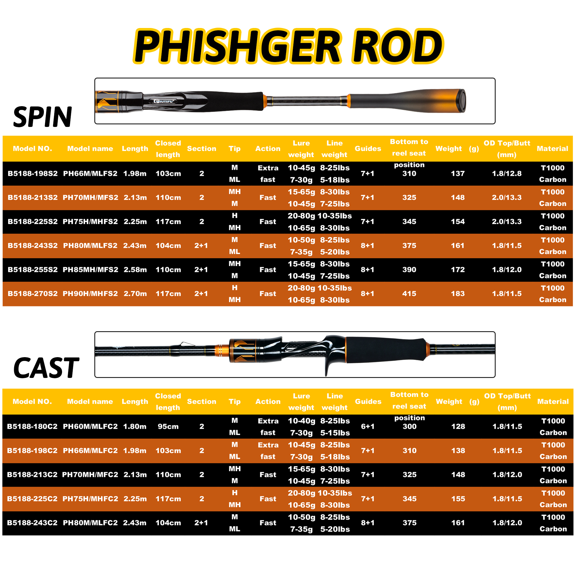 BIUTIFU Spinning Casting 2Tips - Fishing Rod Surf review and price